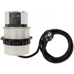 Výsuvná elektrická zásuvka TETRABOX FRENCH 3x 230V + 2x USB / Hliník