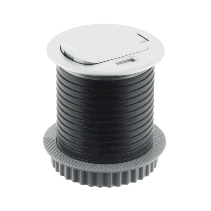 Stolní nabíjecí zásuvka COMPACT 1x230V + USB nabíjení / Hliník
