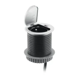Stolní nabíjecí zásuvka COMPACT 1x230V + USB nabíjení / Hliník