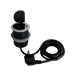 Stolní nabíjecí zásuvka COMPACT 1x230V + USB nabíjení / Hliník