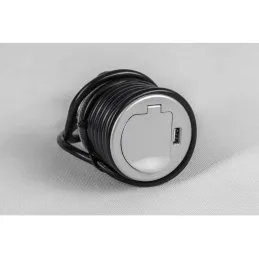 Stolní nabíjecí zásuvka COMPACT 1x230V + USB nabíjení / Hliník