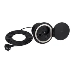 Interiérová zásuvka do stolu LUPO FRENCH 1x230V + USB A/C - Černá