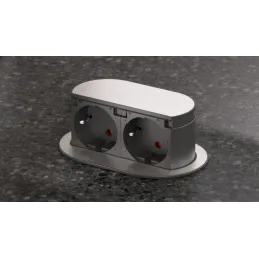 Výsuvná dvojitá elektrická zásuvka PICCOLINO SCHUKO 2x 230V / Nerez