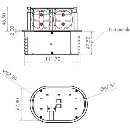 Výsuvná dvojitá elektrická zásuvka PICCOLINO SCHUKO 2x 230V / Černá