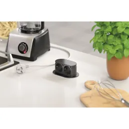 Výsuvná dvojitá elektrická zásuvka PICCOLINO SCHUKO 2x 230V / Černá
