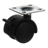 Klasické nábytkové kolečko s brzdou a plotýnkou. Dostupné ve 3 průměrech 40 mm, 45 mm, 50 mm.
