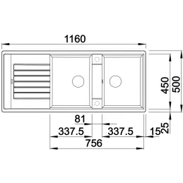 Kameninový dřez Blanco ZIA 8 S / Šedá vulkán