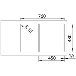 Kameninový dřez Blanco ADIRA 45 S s excentrem / Černá