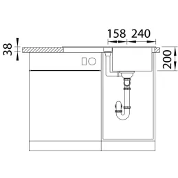 Kameninový dřez Blanco ADIRA 45 S s excentrem / Šedá skála