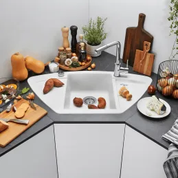 Kameninový rohový dřez Blanco ZIA 9 E / Šedá vulkán