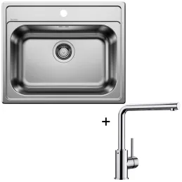 Set Blanco Nerezový dřez DANA 6 + Baterie MILA / Lesklý chrom