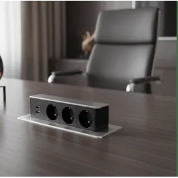 Výsuvná elektrická zásuvka HOPBOX FRENCH / Broušený hliník