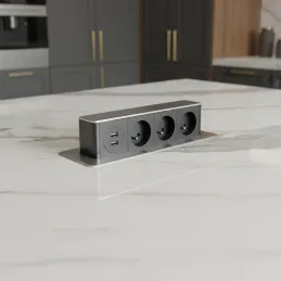 Výsuvná elektrická zásuvka HOPBOX FRENCH / Broušený hliník