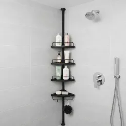 Rohová koupelnová polička REGALO SPA / Černá