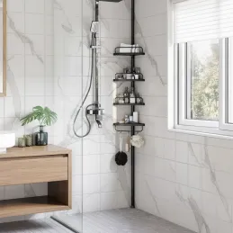 Rohová koupelnová polička REGALO SPA / Černá