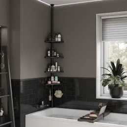 Rohová koupelnová polička REGALO SPA / Černá