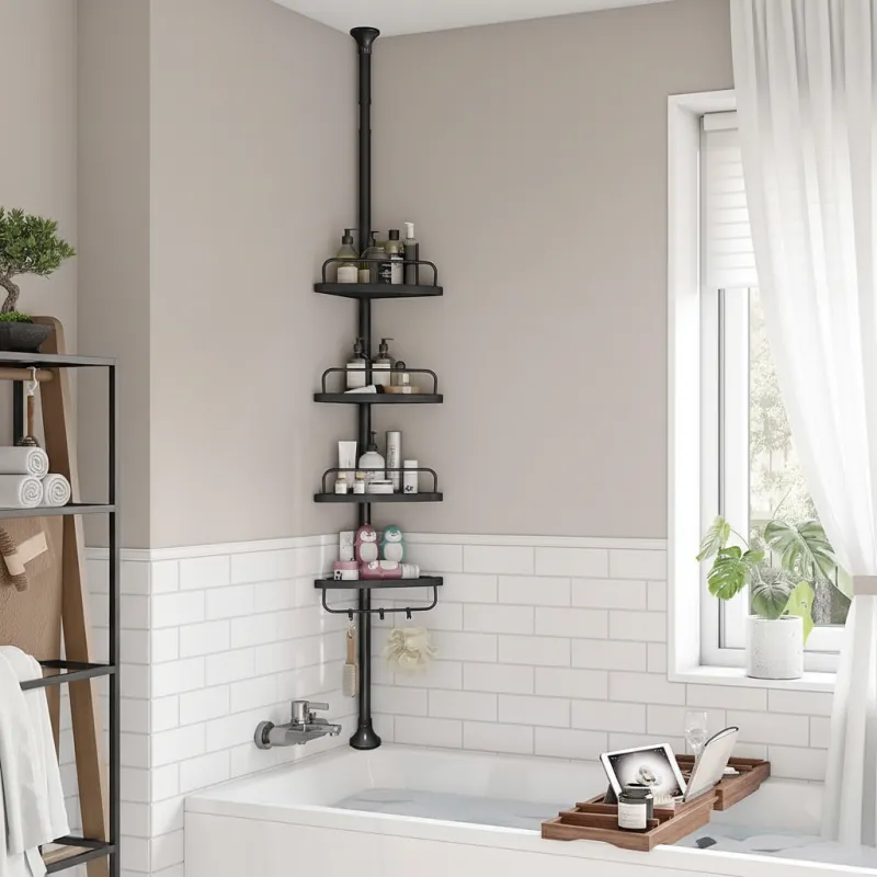 Rohová koupelnová polička REGALO SPA / Černá