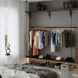 Sada 2ks věšáku na oděvy REGALO DUO 920 mm / Černý matný