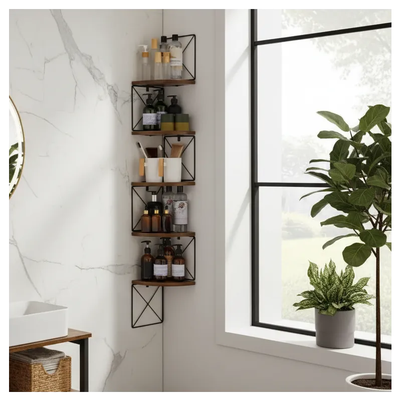 Rohový regál REGALO SHELF / Černý mat - vintage dřevo