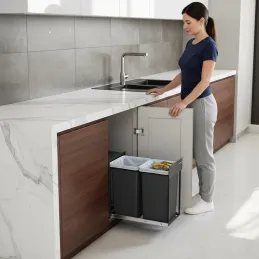Výsuvný odpadkový koš GALAXY 300mm - 2 x15L / Černá