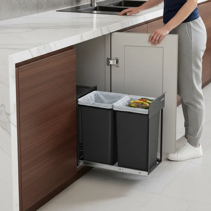 Výsuvný odpadkový koš GALAXY 300mm - 2 x15L / Černá