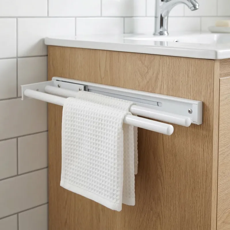 Výsuvný držák ručníků se 2 rameny ARNOLD 440 mm / Bílý matný