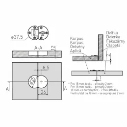 Sada 2ks závěsů na výklopná dvířka / Staromosazná