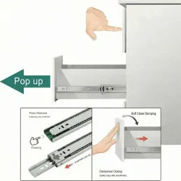 Kuličkový výsuv s tlumením a bezúchytkovým otevíráním 45 mm PRO