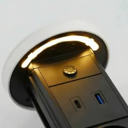 Výsuvná zásuvka LEGIA FRANCOUZSKÁ 2x230V + USB A-C + světlo / Bílá matná