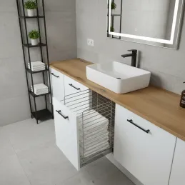 Výsuvný koš na prádlo s tlumením a uchycením na dvířka ORTA / Lesklý chrom