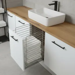 Výsuvný koš na prádlo s tlumením a uchycením na dvířka ORTA / Lesklý chrom