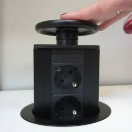 Výsuvná elektrická zásuvka BIGG 100 FRANCOUZSKÁ 3x230V / Černá