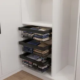 Výsuvný drátěný koš s tlumením OPIO / Černá matná
