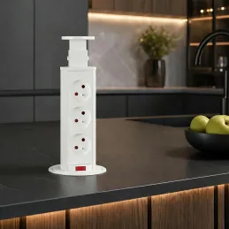Výsuvná elektrická zásuvka ASTRA 3x230V FRANCOUZSKÁ / Bílá