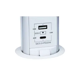 Výsuvná elektrická zásuvka ASTRA FRENCH 3x230V + 2x USB nabíjení / Bílá