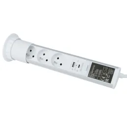 Výsuvná elektrická zásuvka ASTRA FRENCH 3x230V + 2x USB nabíjení / Bílá