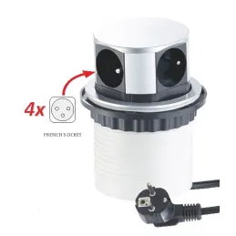 Výsuvná elektrická zásuvka TETRABOX FRENCH 4x 230V  / Hliník