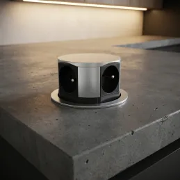 Výsuvná elektrická zásuvka TETRABOX FRENCH 4x 230V  / Hliník