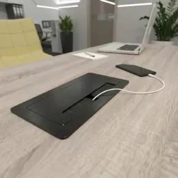Vestavěná napájecí zásuvka 2 x 230 V 2 x USB nabíjení HDMI RJ45 / Černá kartáčovaná