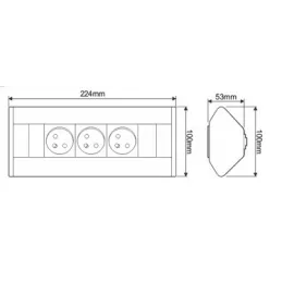 Interiérová zásuvková lišta CORNER FRENCH 3x 230V / Černá - hliník