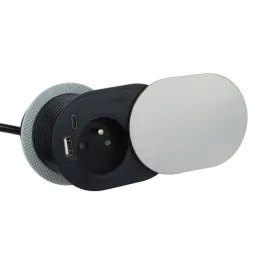Elektrická zásuvka SLIDE 1x230V + 2xUSB FRENCH / Nerez