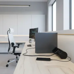 Elektrická zásuvka OFFICE 3x230V + 1xUSB C+A FRENCH / Černá matná