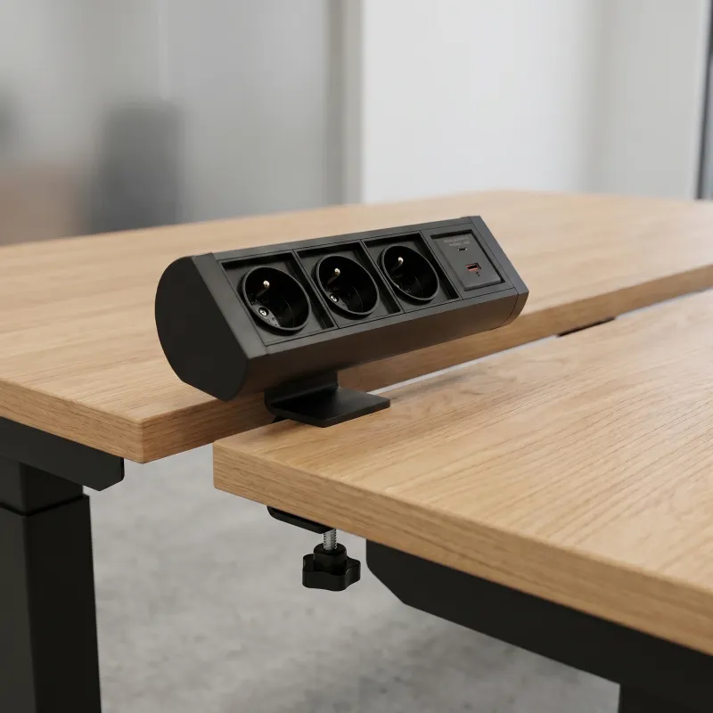 Elektrická zásuvka OFFICE 3x230V + 1xUSB C+A FRENCH / Černá matná