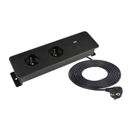 Elektrická zásuvková lišta EUROBOX 2x230V + 1xUSB C+A FRENCH / Černá matná