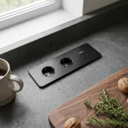 Elektrická zásuvková lišta EUROBOX 2x230V + 1xUSB C+A SCHUKO / Černá matná