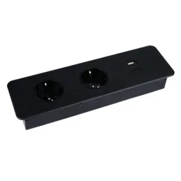 Elektrická zásuvková lišta EUROBOX 2x230V + 1xUSB C+A SCHUKO / Černá matná