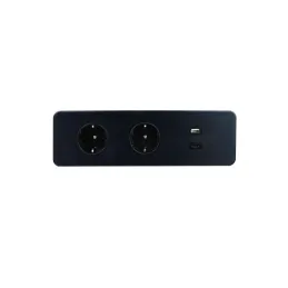 Elektrická zásuvková lišta EUROBOX 2x230V + 1xUSB C+A SCHUKO / Černá matná