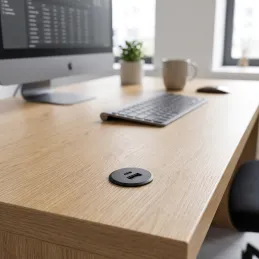 Interiérová 2 x USB A-C nabíječka do stolu 25mm PLUGY / Černá matná