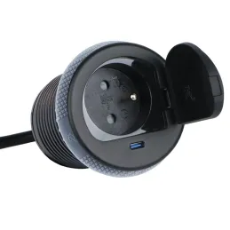 Interiérová zásuvka ALPHA BOX FRENCH 1x230V + USB C / Černá matná