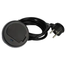 Interiérová zásuvka ALPHA BOX FRENCH 1x230V + USB C / Černá matná